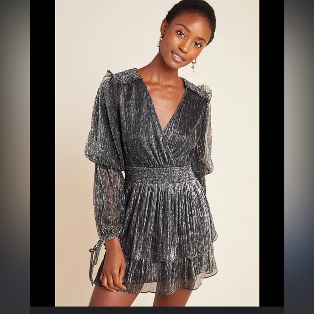 Misa Lisi Smocked Metallic Mini Dress